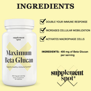Supplement Spot - Maximum Beta Glucan 400 mg Benefits and Ingredients